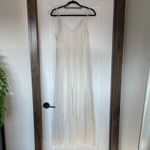 Express Cream Eyelet Maxi Dress with Spaghetti Straps